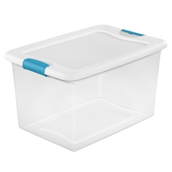 Sterilite Corporation Sterilite 14978006 6 qt Clear Latching Tote Storage Box White Lid & Blue Latches 14978006